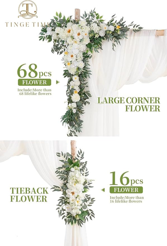 TINGE TIME Artificial Arch Flowers Kit Pack of 5, Wedding Decorations for Reception with Hanging Flowers, Wedding Arch Silk Floral Arrangements Ceremony Backdrop Bridal Shower Outdoor Party Decor
