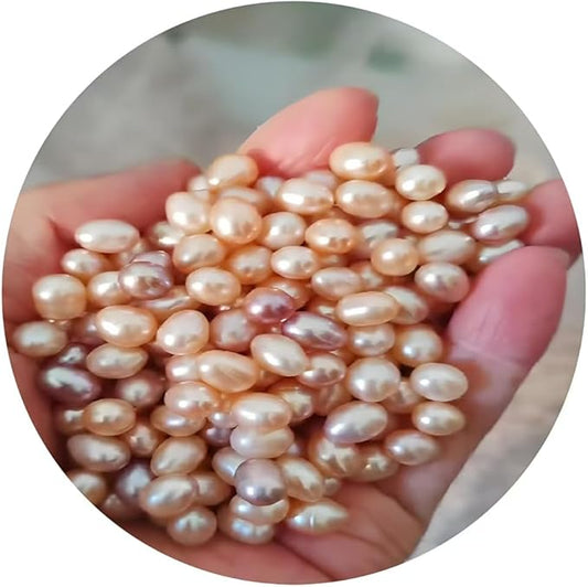 50 Pcs Freshwater Pearl for Jewelry Making AAA 6-7mm No Hole Natural Freshwater Pearls Oval Pearl Beads Loose Gemstone Bead Crafts Gift for Women,DIY Gifts.