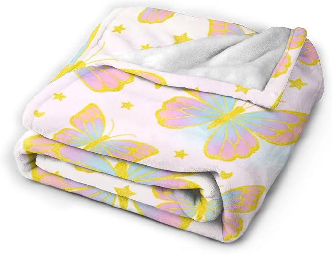 Butterfly Blanket for Women Butterflies Throw Blanket Soft Cozy Fleece Fuzzy Stuffed Plush Flannel Animal Gifts for Girls Kids Adults 40''x50''
