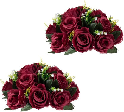 Flower Centerpieces for Wedding Tables: Wedding Table Decorations Burgundy Flower Balls Centerpieces for Engagement Cerebration Party Center Pieces 2 Packs