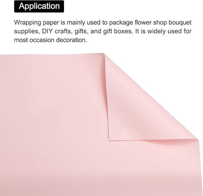 MECCANIXITY Pearlescent Film Flower Wrapping Paper 22.8x22.8 Inch Waterproof for DIY Crafts, Gift/Gift Box Packaging Cherry Pink Pack of 10