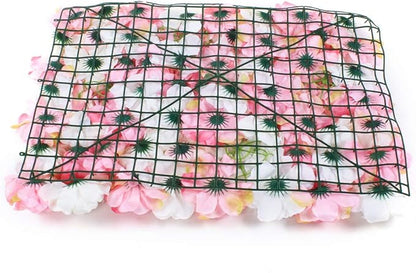16"x 24" Artificial Flower Wall Panels,Flower Wall Mat Silk Flower Panels for Outdoor Garden Backyard Fence Fence Privacy Screen and Indoor Wall Decor(12Pcs Pink+White+Rose Red)