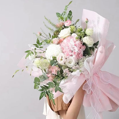 WRAPAHOLIC 20 Sheets Flower Wrapping Paper - 22.4 x 22.4 inch Pink Butterfly Water-Resistant Floral Bouquet Wrapping Paper, Florist Supplies Packaging for Wedding Birthday Gift DIY