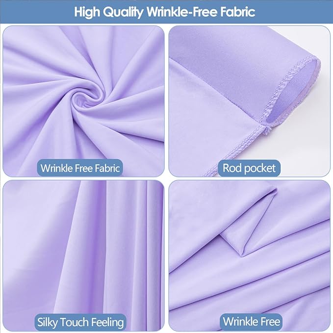 20x10ft Wrinkle Free Lavender Backdrop Curtain for Parties Soft Fabric Drapes Wedding Curtain Backdrop for Birthday Party Decorations Background for Photography 5x10ft,4 Panels