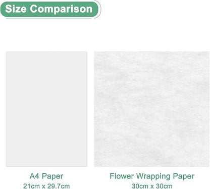 M METERXITY 38-Sheet Korean Cotton Wrapping Flower Paper, 11.8 Inch Waterproof Floral Wrapping Cotton Paper for Bouquets/Gift Packaging [White]