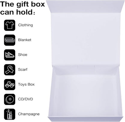 Aimyoo White Collapsible Gift Box with Magnetic Closure Lids 13.8x9x4.3 in, Bridesmaid Groomsmen Proposal Box, Large Rectangle Box for Present Graduation Storage 3 Pack