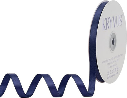Navy Blue Satin Ribbon, Double Faced 3/8 Inch X 50 Yards Navy Blue Ribbon, Premium Satin Ribbon for Gift Wrapping, Crafts, Hair Bow Making, Sewing, Flower Bouquet, Wedding Party Decor