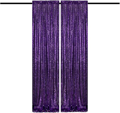 Purple Sequin Backdrop Curtains Glitter Drapes 2FTx8FT 2 Panels for Wedding Birthday Party Decorations Sparkly Photography Background