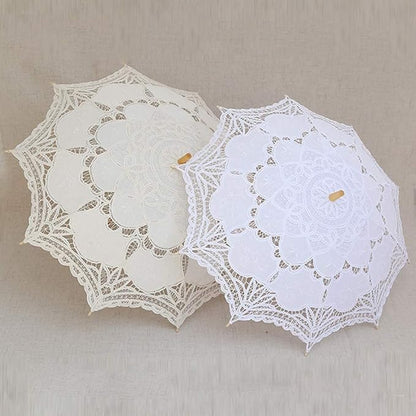 Lace Parasol Umbrella Vintage Wedding Bridal Lace Umbrella for Decoration Photo Tea Party 32 Inch Adult Size