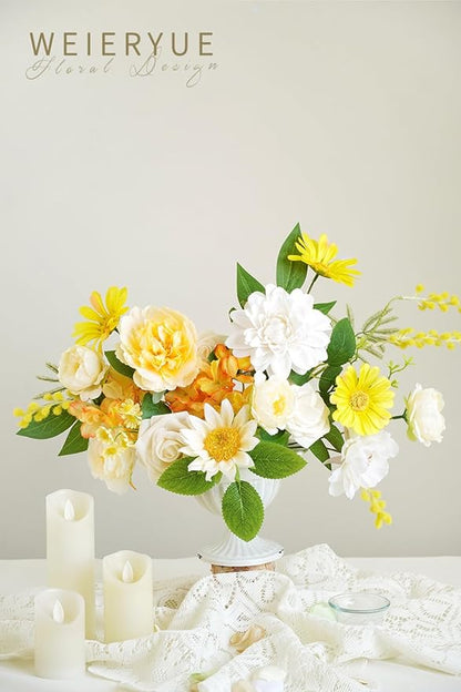 Yellow Artificial Flowers Combo Box Wedding Decor,Fake Flowers,Flowers for Decoration,Silk Flowers for Home Decor Indoor,Cake Flowers,Faux Flowers for Crafts