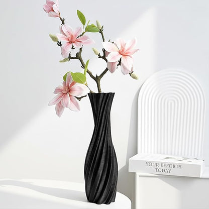 Black Ceramic Decorative Vase, Nordic Modern Irregular Shape Flower Vase for Home Decor, Simple Artistic Centerpiece for Dining Table or Coffee Table