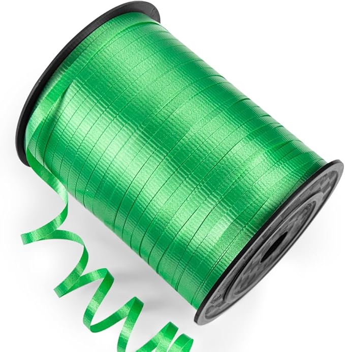 500 Yards Curling Ribbon with Spool, 1/5" Wide Crimped Texture Curling Ribbons - Perfect for Gift Box Wrapping, Florist Flowers, Birthday Party Decorations, Balloon String Ribbon in Green