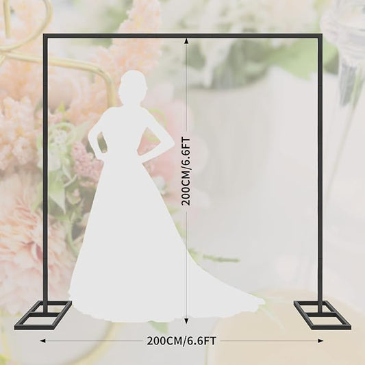 6.6FT Black Metal Wedding Arches for Ceremony Square Balloon Arch Stand Rectangular Backdrop Stand for Anniversary Birthday Party Bridal Shower Home Indoor Outdoor Decoration