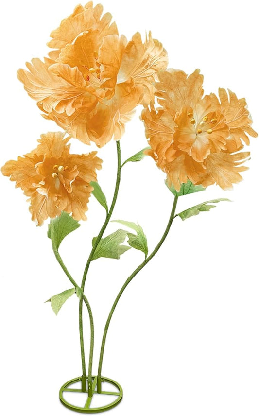 Artificial Large Huge Flowers Decoration, Giant Realistic Fake Flower 3 Pcs 6.1 Ft for Outside, Adjustable Waterproof Paper Faux Large Flower Home Wedding Party Garden Background Decor(Champagne)