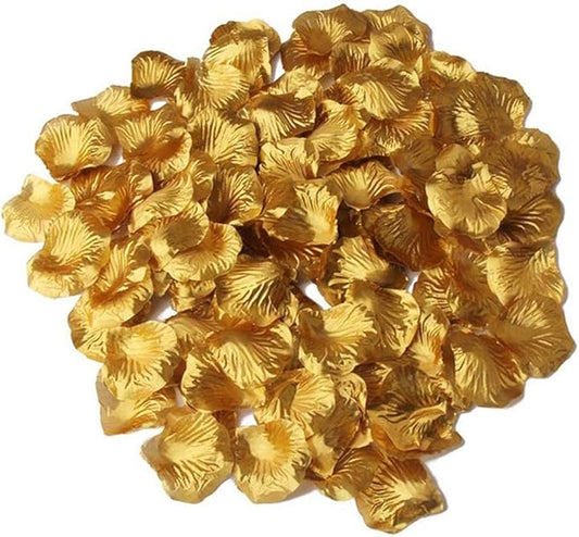 LZXD 1000 Pieces Gold Artificial Silk Rose Petals Flower Decoration Wedding Party Color Gold