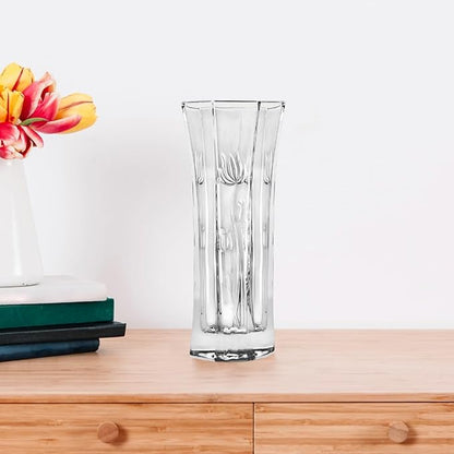 CS Crystal Vase 12-inch high, Tulip Design, for Flowers & Decor. Lovely Nice Shiny Piece. Perfect as a Gift, Suitable for All Occasions.