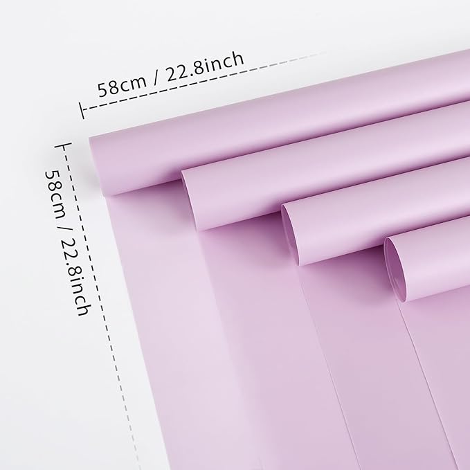 NESCCI 20 Sheet Flower Wrapping Paper - Waterproof Floral Bouquet Wrapping Paper, Florist Supplies Packaging Paper for Wedding Birthday Gift DIY (Light Purple)