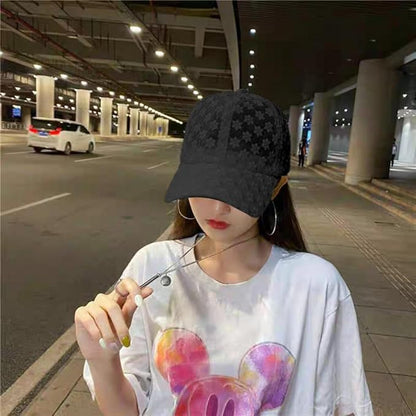 Women's Lace Flower Baseball Cap, Adjustable Hollow Design Summer Sun Hat, Breathable for Casual Outfits Daily Sun Protection