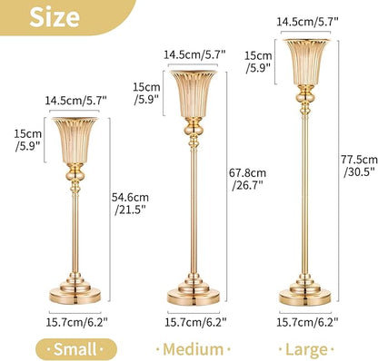 NUPTIO Centerpiece Vase Gold Wedding: 10 Pcs 21.5" Tall Metal Trumpet Vases for Table Decorations Gold Flower Stand for Party