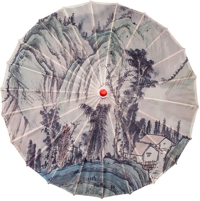 Parasol Chinese Style Classical Oil Paper Umbrella Rainproof Umbrella, Parasol Pendent Floral Mulitcolor Paper and Bamboo Painted Paper Parasol