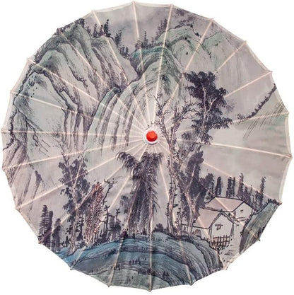 Parasol Chinese Style Classical Oil Paper Umbrella Rainproof Umbrella, Parasol Pendent Floral Mulitcolor Paper and Bamboo Painted Paper Parasol