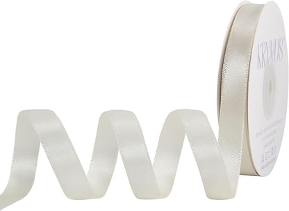 Antique White Satin Ribbon, Double Faced 1/2 Inch X 25 Yards Antique White Ribbon, Premium Satin Ribbon for Gift Wrapping, Crafts, Hair Bow Making, Sewing, Flower Bouquet, Wedding Party Decor