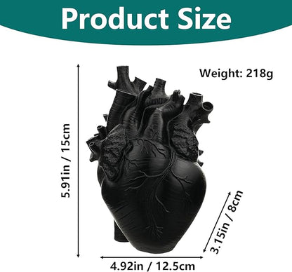 Heart Shaped Resin Vase - Anatomical Human Heart Flower Pot Planter, Nordic Modern Desktop Decor for Farmhouse Living Room, Bedroom, Valentine's Day Gift Home Decoration