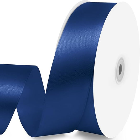 1-1/2" x 100 Yards Satin Ribbon - Wide Silk Navy Blue Ribbon with Spool - Ideal for Gift Wrapping, Floral Bouquets, Crafts, Wedding Party Decorations, Christmas and Sewing Projects