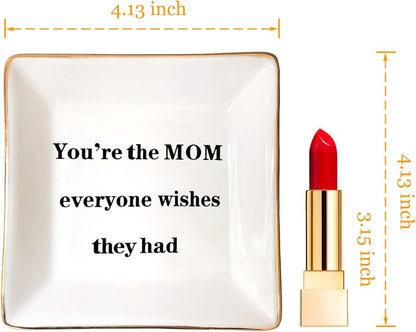HOME SMILE Ceramic Ring Dish Jewelry Tray for Mom Sister Friends