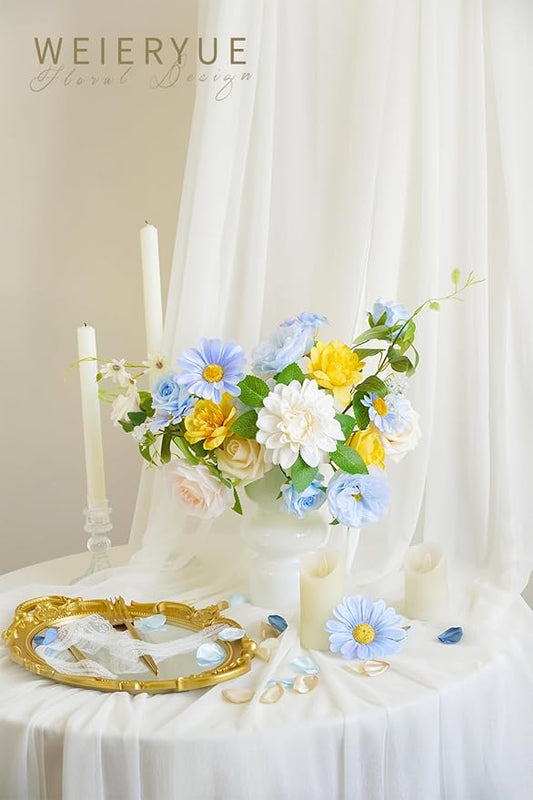 Blue Artificial Flowers Combo Box Wedding Decor,Fake Flowers,Flowers for Decoration,Silk Flowers for Home Decor Indoor,Cake Flowers,Faux Flowers for Crafts
