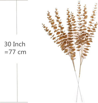 CATTREE Faux Gold Eucalyptus, Artificial Plastic Golden Plants 30" Tall 2 Pack, Christmas Decorations Fake Shrubs for Wedding Hotel Hall Party Indoor Home Table Centerpieces DIY Decor Planting Filler