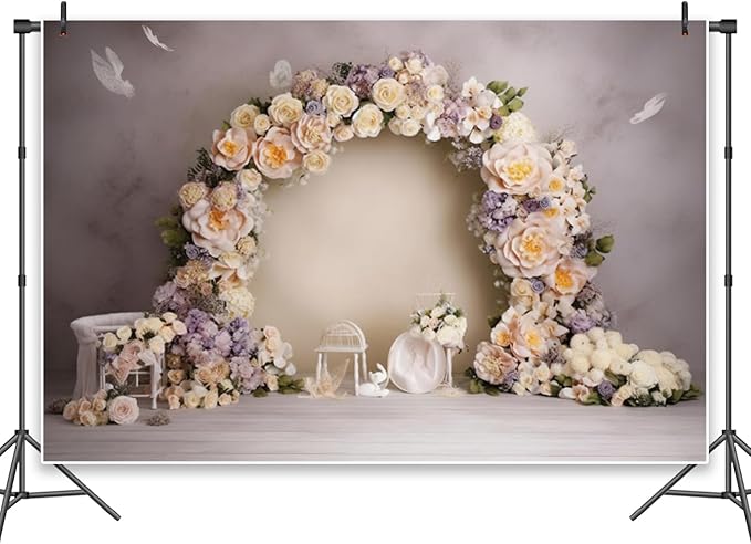 Leowefowa Wedding Flower Wall Backdrop Retro Arch Pink Floral Wall Backdrop Background for Wedding Anniversary Birthday Party Decorations Banner Studio Props 12x10ft Vinyl