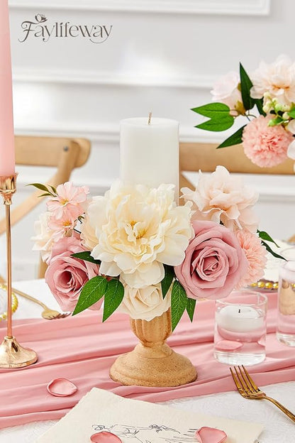 Artificial Flowers, Dusty Pink Flowers for DIY Wedding Bridal Bouquets, Fake Cake Flowers for Centerpieces,Baby Shower, Table Arrangement, Home Party Decorations