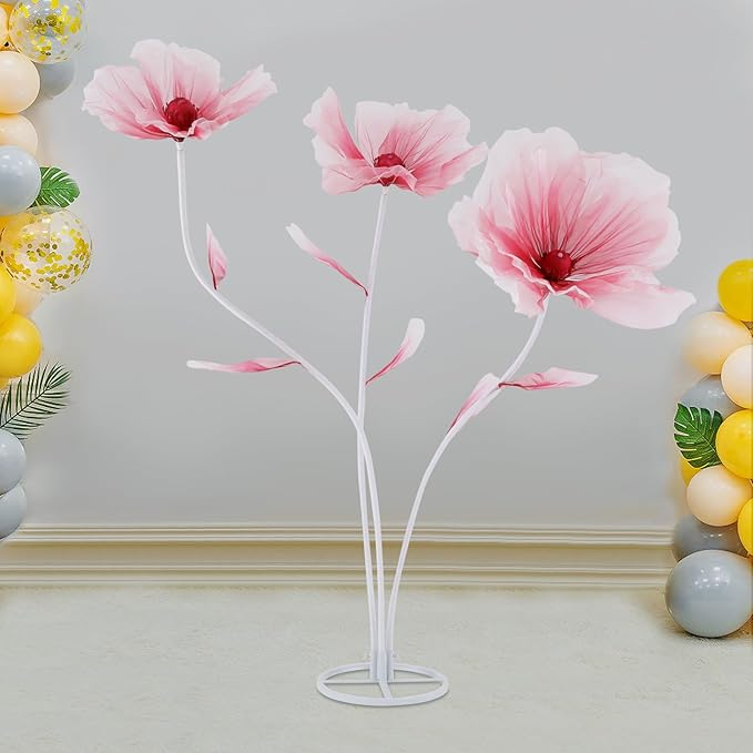 67inch Large Paper Artificial Flowers, Crepe Paper Pink Giant Paper Flowers, 3D Floral Decor for Garden, Photography Props, Wedding, Art Gallery(Pink)