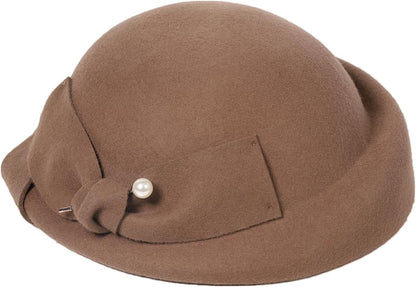 Women Wool Felt Ribbon French Fashion Vintage Millinery Beret Hats Top Cap Ladies Party Wedding Fedoras Chapeau