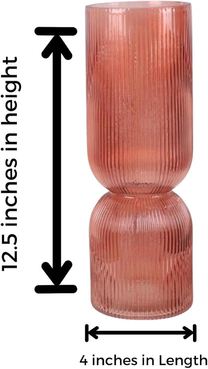 Young's IncCoral Handblown Glass Vase – Modern Textured Decorative Tabletop Accent, 12 inch Tall Sculptural Centerpiece for Home Decor