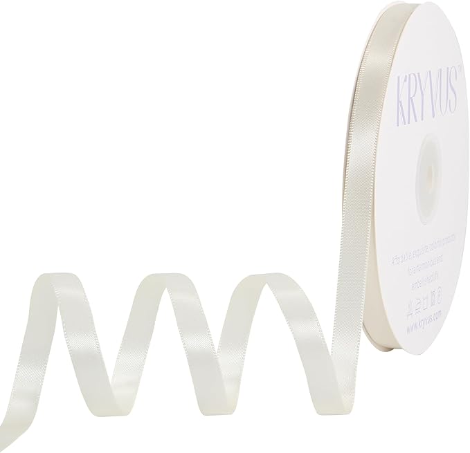 Antique White Satin Ribbon, Double Faced 3/8 Inch X 50 Yards Antique White Ribbon, Premium Satin Ribbon for Gift Wrapping, Crafts, Hair Bow Making, Sewing, Flower Bouquet, Wedding Party Decor