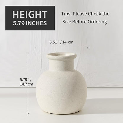 SIDUCAL Spotted Ceramic Modern Vase, 5.8 Inch Rustic Farmhouse Decorative Boho Terracotta Vase for Home Decor, Table, Living Room, Wedding, Shelf Decor, Mantel, Speckled White