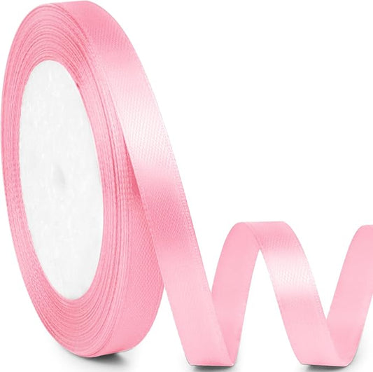 3/8" x 25 Yards Satin Ribbon, Light Pink Silk Ribbon Ideal for Gift Wrapping, Floral Bouquets, Crafts, Wedding Party Decorations, Christmas and Sewing Projects
