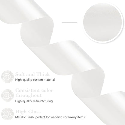 White Satin Ribbon 1-1/2 Inch, 60 Yards White Polyester Fabric Ribbon for Gift Wrapping Flower Bouquet Crafts Wedding Christmas Party