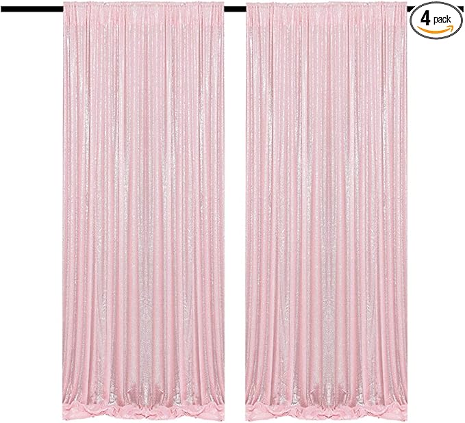 Pink Sequin Curtains 4FTx8FT 2 Panels Sequin Wall Backdrop Curtain