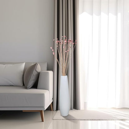Ceramic White Floor Vase 17.7 Inches Tall Flower Holder Decorative Large Vases for Table Centerpieces Shelf Home Decor Living Room Branches Sky-Dried Flower Arrangement Simple Decorative