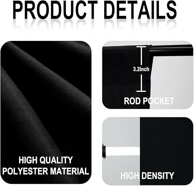 GFCC Black Backdrop - 10FTX12FT Black Photo Backdrop for Photoshoot Background for Photography Screen Video Recording Picture Background