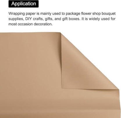 MECCANIXITY Pearlescent Film Flower Wrapping Paper 22.8x22.8 Inch Waterproof for DIY Crafts, Gift/Gift Box Packaging Coffee Color Pack of 20