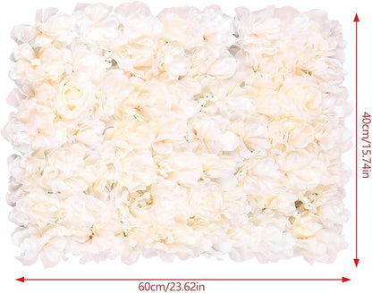 Flower Wall Panels 3D Flower Wall Backdrop, 6Pcs Artificial Flower Wall Panel Silk Rose Floral Decorative Faux Flower Wall Background for Wedding Home Decoration (Light Pink, 23.6 * 15.7in)
