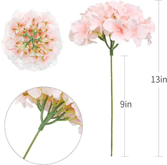 Tifuly Hydrangea Artificial Flowers -12 pcs Realistic Fake Hydrangea Silk Flowers with Stems Faux Hydrangea Flowers Heads for Office Home Party Wedding Centerpiece DIY Floral Decor (Pink)