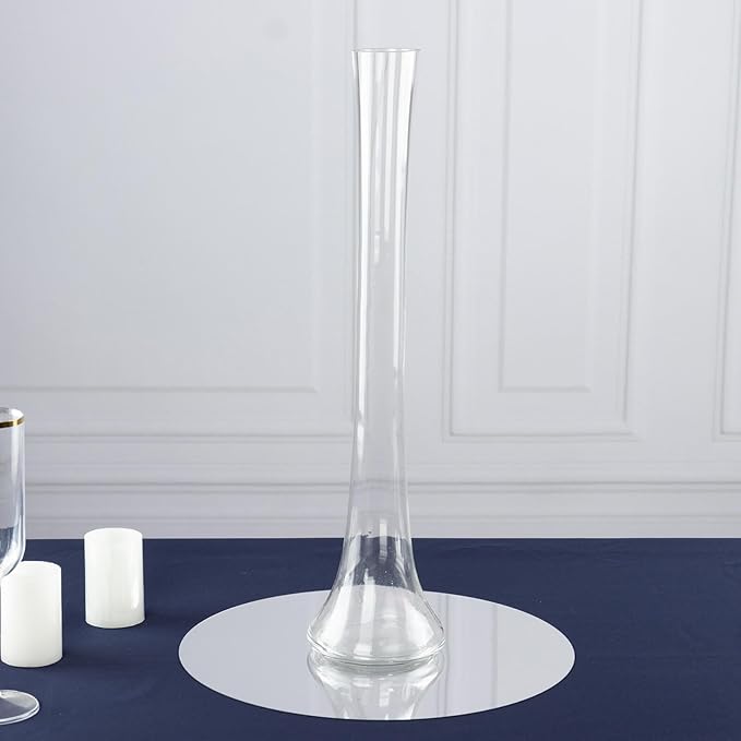Efavormart 6 Pack Clear Heavy Duty Eiffel Tower Glass Vases with Round Base, Tall Skinny Flower Bud Vase Centerpieces - 20"