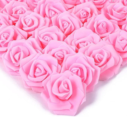 IPOPU 100 Pcs Artificial Rose Flower Heads Real Looking Baby Pink Fake Roses Flowers Foam Blush Roses for DIY Wedding Centerpieces Party Baby Shower Banquet Home Decorations (Pink, Stemless)