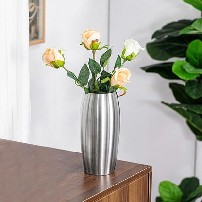 Metal Vase, Stainless Steel Flower Vase Decorative Flower Vase Elegant Flower Vases for Home Office Wedding