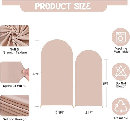 Nude Arch Backdrop Covers - 7.2FT, 6FT Spandex Fitted Wedding Arch Stand Covers Round Top Chiara Stretchy Arch Backdrop Cover for Wedding Birthday Party Decoration